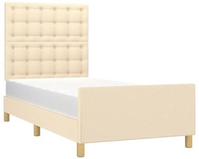 Estrutura de cama sem colchão 90x200 cm tecido creme