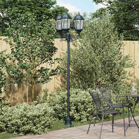 Poste de Luz de Jardim vidaXL 3-Lâmpadas E27 Verde 220 cm Alumínio