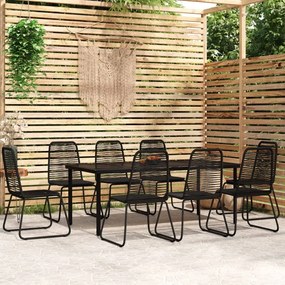 vidaXL 9 pcs conjunto de jantar para jardim preto