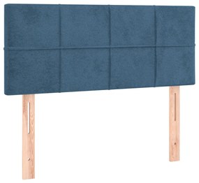 Cama box spring c/ colchão/LED 100x200 cm veludo azul-escuro