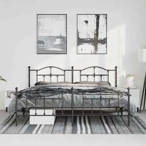 Estrutura de cama com cabeceira e pés 193x203 cm metal preto