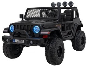 Jipe elétrico para Crianças OFF-ROAD 3.0 12V 4x4 Rodas Espuma EVA, Assento couro ecológico Preto