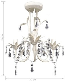 Lustres de teto com contas de cristal 2 pcs branco elegante