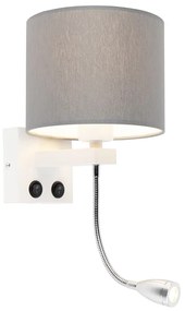 Candeeiro de parede moderno branco com cúpula cinzenta - Brescia Moderno