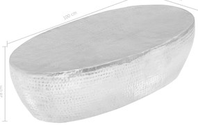 Mesa de centro martelada 100x50x28 cm prateado