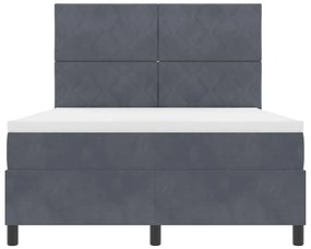 Cama Box com Colchão e LED VidaXL Cinza Escuro 140x200 cm Veludo