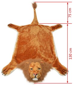 Tapete leão de pelúcia 205 cm castanho
