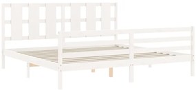 Estrutura de cama com cabeceira 200x200cm madeira maciça branco
