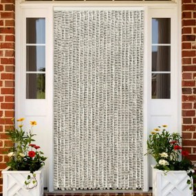 Cortina anti-insetos 100x220cm chenille cinzento claro e escuro