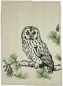 Pano de cozinha em linho e algodão Tawny Owl