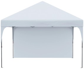 Outsunny Tenda Dobrável 3x3m com Altura Ajustável Tenda de Jardim com 1 Parede Lateral Teto com Ventilação 4 Sacos de Areia e Bolsa de Transporte para Acampamento Festas Branco