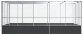 Aviário com extensão 518x307x212 cm aço prateado