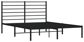 Estrutura de cama em metal com cabeceira 150x200 cm preto