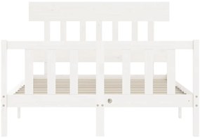 Cama sem colchão 140x190 cm madeira de pinho maciça branco
