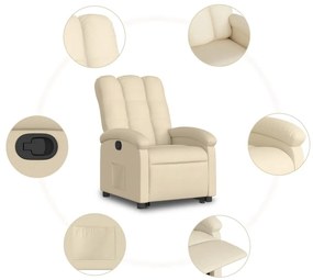 Poltrona reclinável elevatória tecido cor creme