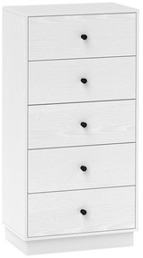 Cómoda com 5 Gavetas Cómoda de Quarto Estreita com Anti-Tombo Gaveteiro Alto para Sala de Estar Corredor 47x29x95 cm Branco