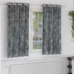 Cortinas de Veludo 2 peças com Ilhós Cinza 175x140 cm