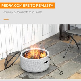 Braseira redonda para jardim exterior com protetor de faíscas e grelha Ø45x34 cm Cinzento