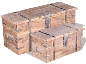 Conjunto de arcas de arrumação 2 pcs madeira maciça de acácia