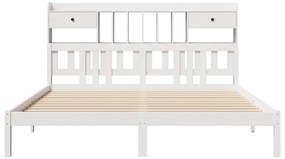 Cama com estante sem colchão 200x200 cm pinho maciço branco
