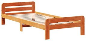 Cama sem colchão 75x190 cm madeira de pinho maciça castanho-mel