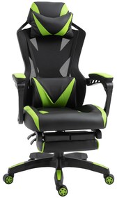 Vinsetto Cadeira Escritório Gaming Ergonômica Altura Ajustável Encosto Ajustável Conforto Máximo 65x70x117-125 cm Verde | Aosom Portugal