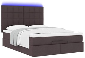 Estrutura cama otomana colchão 140x200cm tecido castanho escuro
