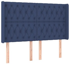 Cama box spring c/ colchão e LED 140x190 cm tecido azul