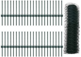Postes de Cerca vidaXL 11 pcs U-Channel Verde 40 cm Aço