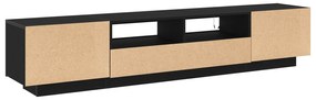 Cabide de TV vidaXL com Luzes LED em Carvalho Preto 200x35x40 cm em Ma