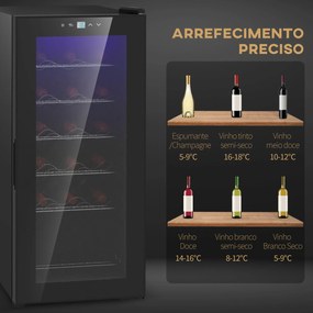 HOMCOM Cave de Vinho 18 Garrafas Cave de Vinho com Luz LED Ecrã Tátil