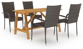 vidaXL 5 pcs conjunto de jantar para jardim castanho