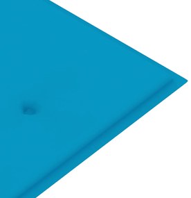 Banco Batavia com almofadão azul 150 cm madeira de teca maciça