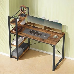 Secretária com prateleira 56,1 x 120,1 x 120,1 cm castanho-preto