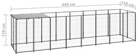 Canil para cães 4,84 m² aço preto
