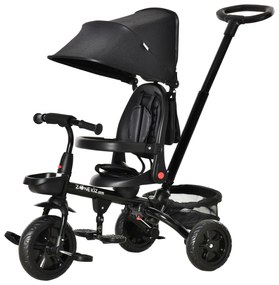 HOMCOM Triciclo Infantil 4 em 1 Bicicleta para Crianças 1-5 Anos com Assento Giratório Capô Ajustável Guidão de Empurre 111,5x52x98cm