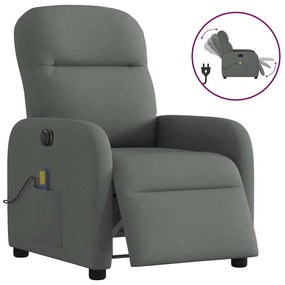 vidaXL Poltrona reclinável de massagens elétrica tecido cinza-escuro