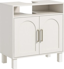 HOMCOM Móvel debaixo de Lavatório com Prateleira Ajustável para Lavatórios sem Pé 60x30x63 cm Branco Creme | Aosom Portugal
