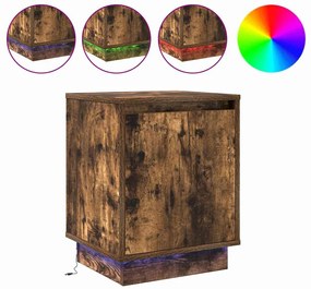 Camas de cabeceira com luzes de LED 2 pcs Carvalho Fumado 39x34,5x50 c
