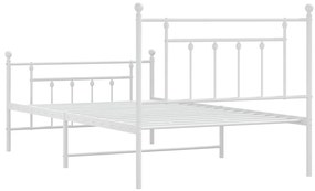 Estrutura de cama com cabeceira e pés 107x203 cm metal branco