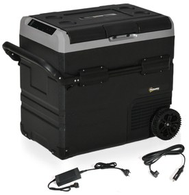 Outsunny Geleira de Compressor Portátil 55L Geleira Elétrica de Carro CC 12V/24V Temperatura até -20℃ com Tela Tátil Alça Retrátil e Rodas 71,1x46x57,1cm Preto