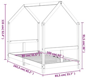 Estrutura de cama infantil 80x160 cm pinho maciço branco