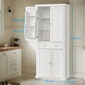 Armário de cozinha despensa alto 40 x 76 x 182,1 cm Branco