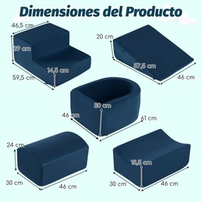 Conjunto de 5 peças para escalada e gatinhar com piscina de bolas (NÃO INCLUIDAS) e capa lavável na máquina Azul escuro