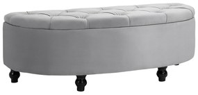 HOMCOM Banco de Armazenamento Baú de Armazenamento Capitonê Meia Lua Revestimento de Veludo Pés Madeira de Hévea 120x46x42 cm Cinza | Aosom Portugal
