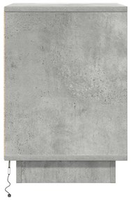 Mesas cabeceira c/ luzes LED 2 pcs 38x34x50 cm cinzento-cimento
