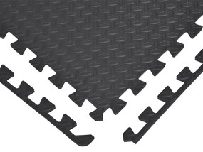 HOMCOM Tapete Puzzle de Ginástica 60x60x1,2cm Tapete Protetor de Chão de Borracha EVA de 2,16m² para Fitness Academia Pilates Preto