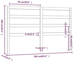 Cabeceira de cama 166x4x100 cm pinho maciço castanho mel