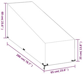 Capas p/ espreguiçadeira 2pcs 12 ilhós 200x65x35/60 cm