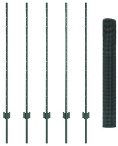Cerca de Arame Soldado com 5 Postes U Verde 1,2x10 m Aço